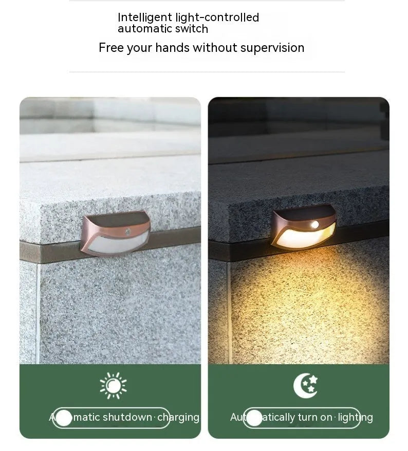 Solar outdoor smiling face wall lamp for garden decoration with IP65 waterproof rating