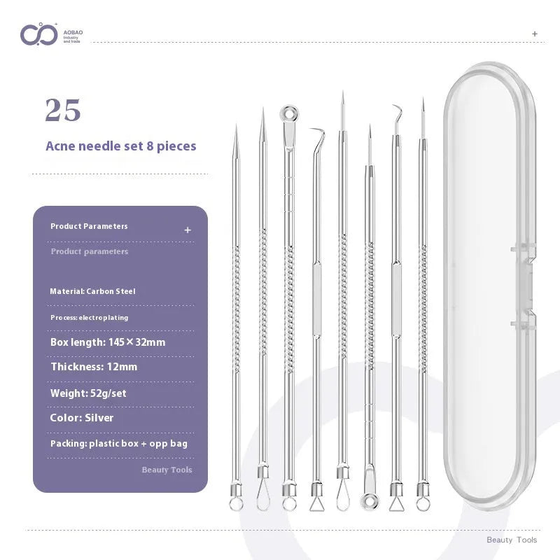 4-piece metal acne needle set with ultra fine pointed tips for precise skin treatment applications