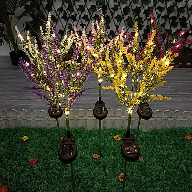 Solar powered garden floor lamp with flower shape design and LED light
