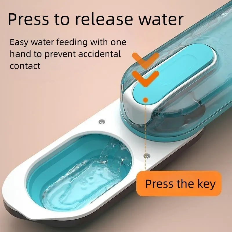 Portable pet water bottle with foldable silicone drinking bowl for dogs and cats