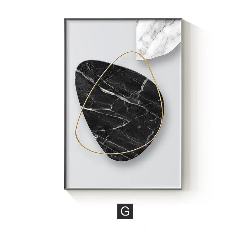 Abstract geometric pattern printed on a canvas painting, showcasing modern wall art decor.