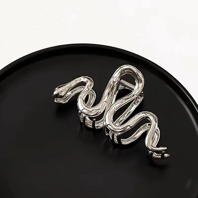 Slytherin serpentine metal hair clip barrette 10.5cm silver gun black electroplated finish
