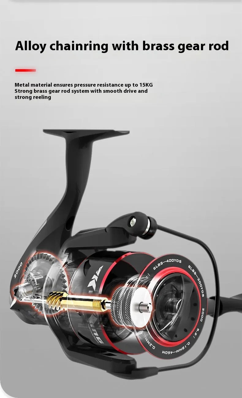 All-metal spinning fishing reel paired with telescopic fishing rod combo for lure fishing