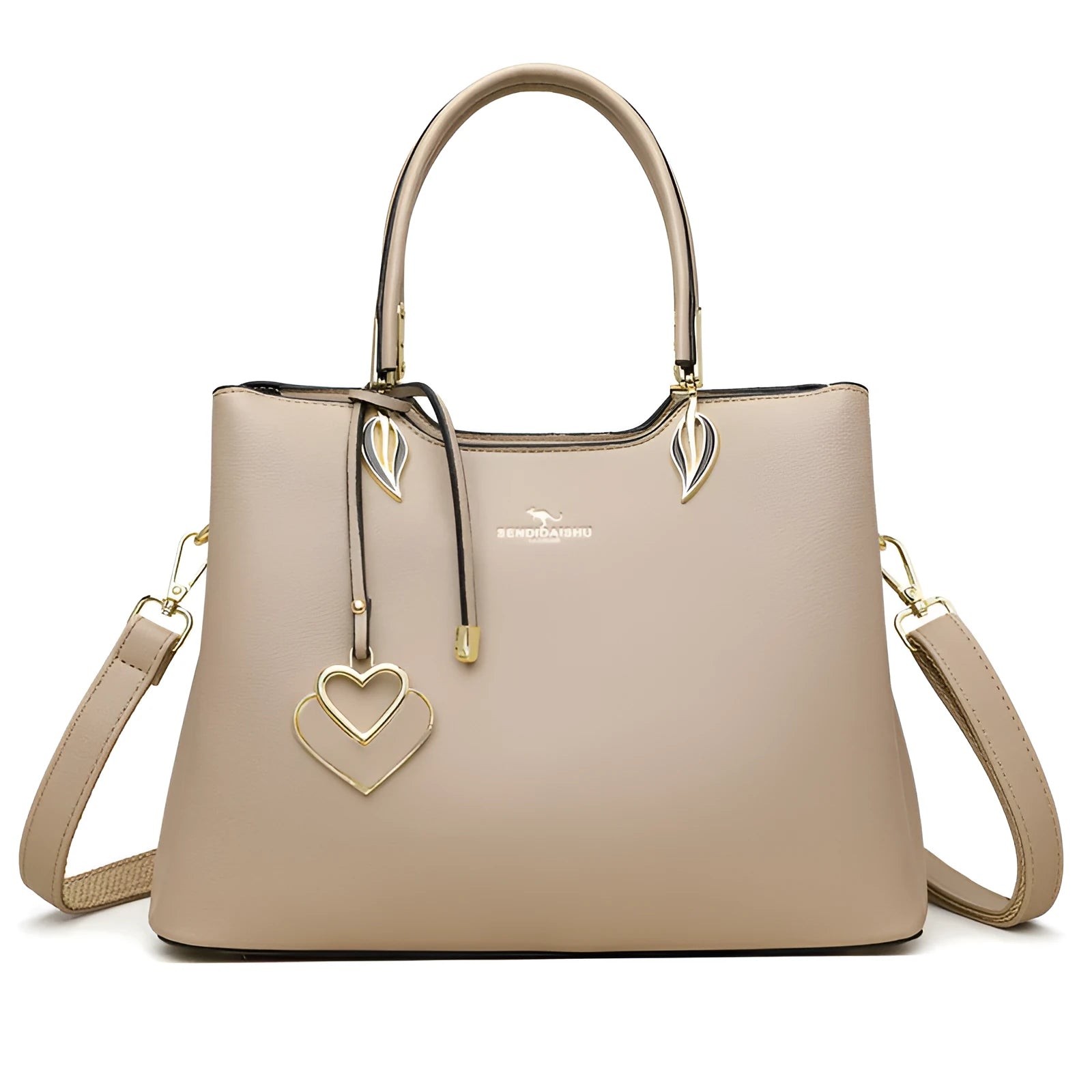Women's messenger bag in PU leather with multi-layer shoulder strap and sewing thread detailing