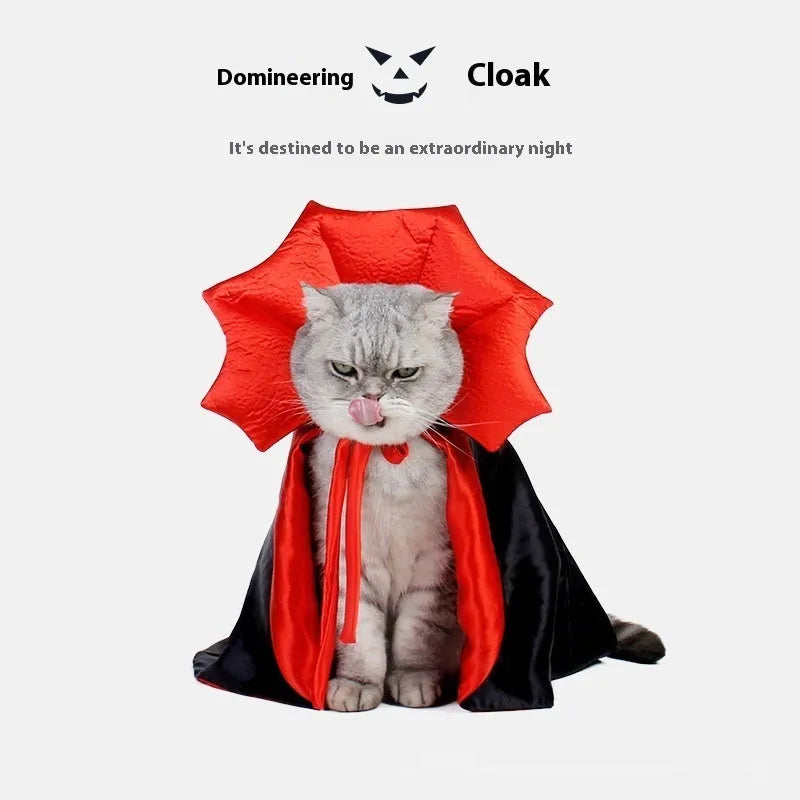 Black and red polyester Halloween costume outfit for pet cat or dog with European American fancy dress styling