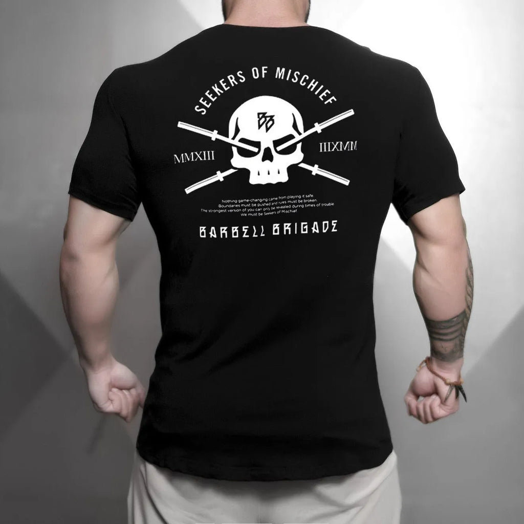 Black gold cotton moisture wicking short sleeve round neck T-shirt for men