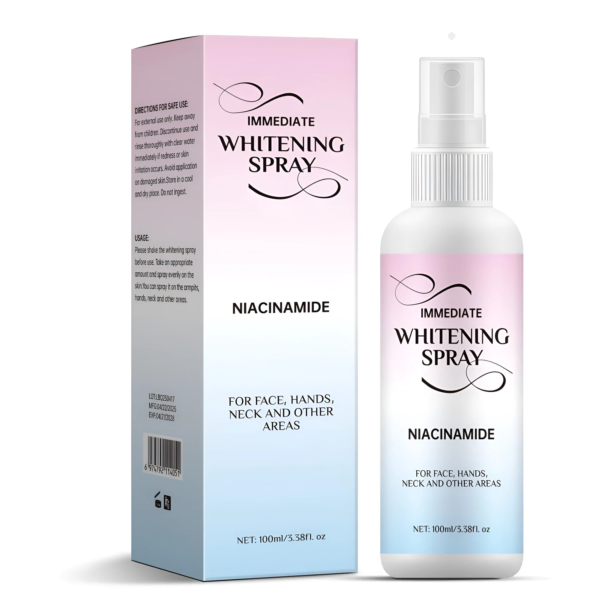 100ml whitening brightening sweat-proof spray bottle for skin tone care