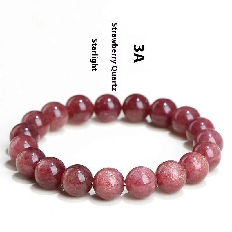 Strawberry quartz geometric bead bracelet with natural starlight cherry red colour