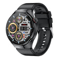 Bluetooth calling smart watch with AMOLED screen and black steel strap showing health monitoring features