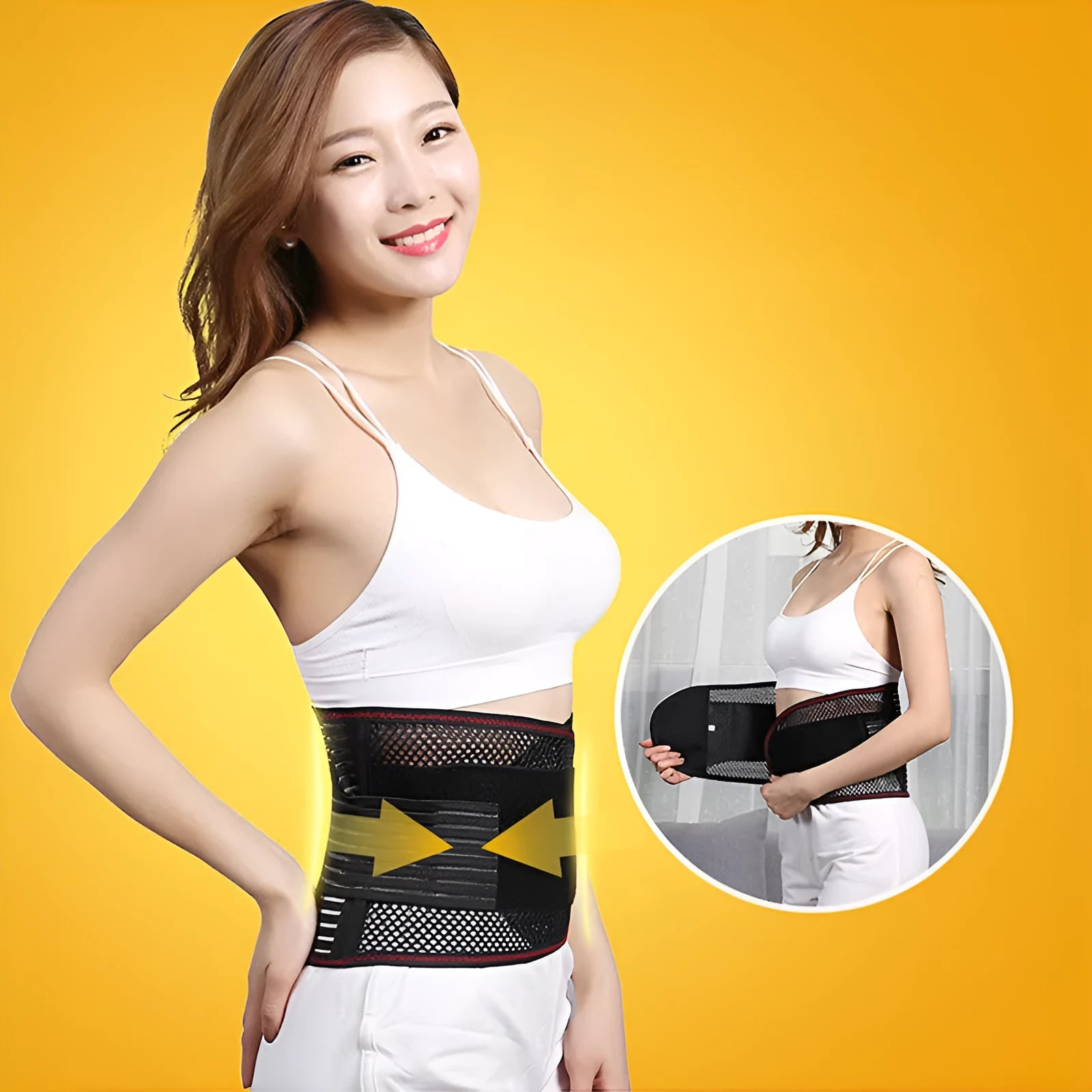 Black adult sports waist support belt with steel plate for lumbar protection during fitness activities.