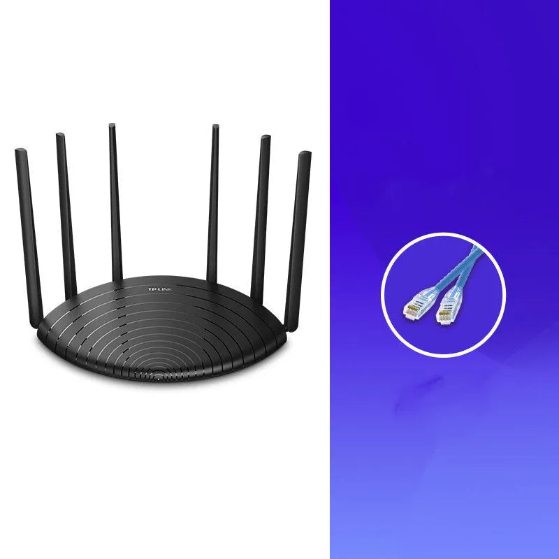 Black AC1900 Gigabit dual-band wireless router with easy display panel showing connection status