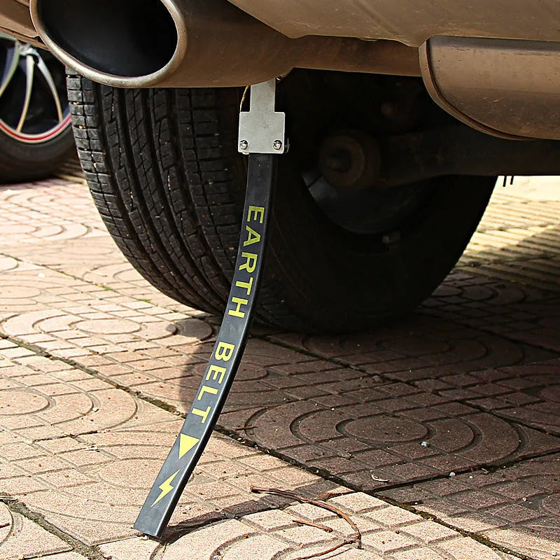 Black 370mm long car anti-static grounding strap with chain links for winter use on cars and SUVs.