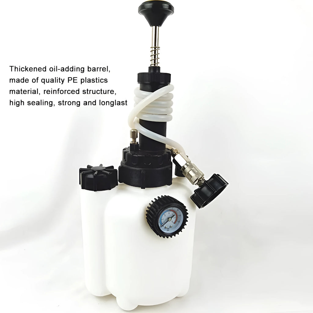 White 3L brake oil tank replacement tool with copper and iron construction for automotive brake maintenance