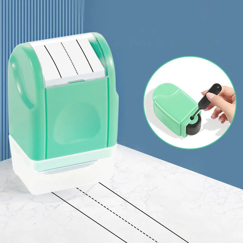 Rectangular plastic roller seal for teaching with multi-colour ink options.