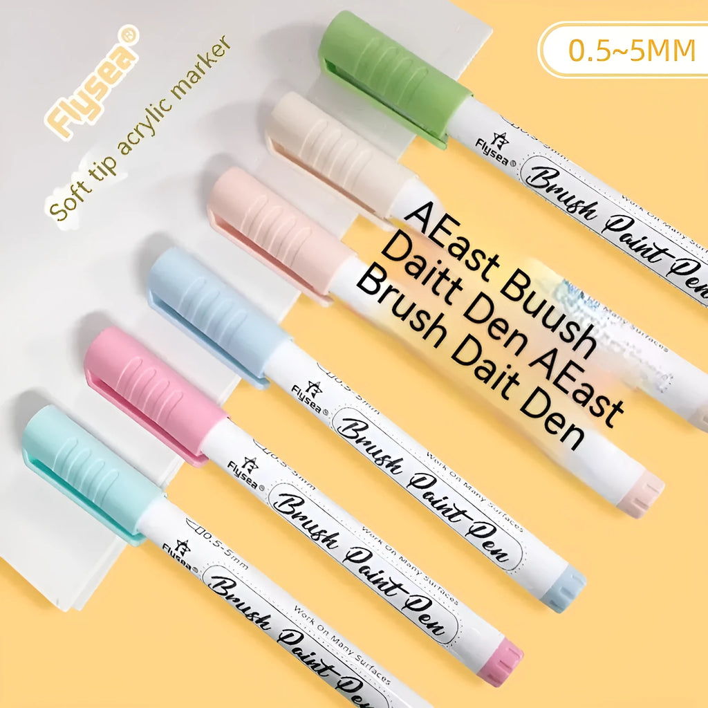 Set of gouache markers with soft brush tips for hand lettering and greeting card painting