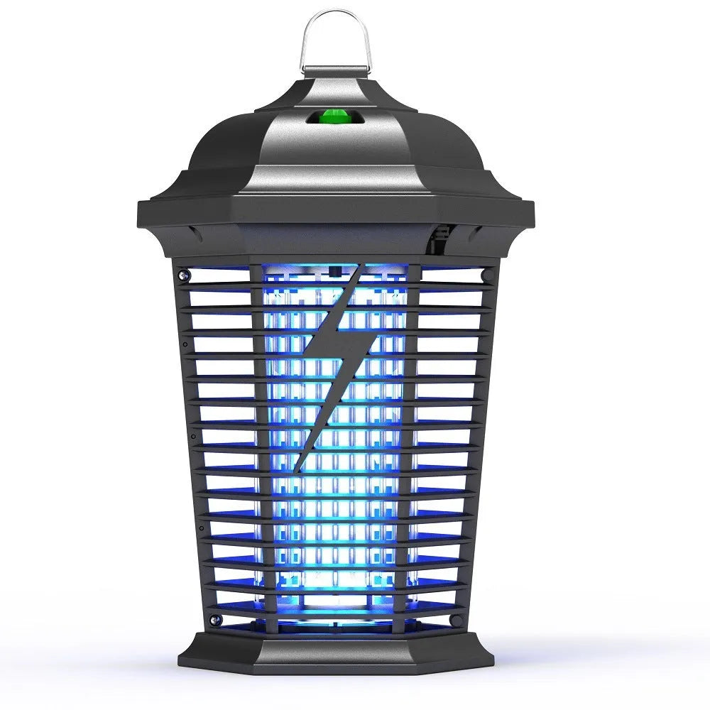 Black outdoor mosquito catcher with UV lamp and electric shock grid for 61 square metre coverage