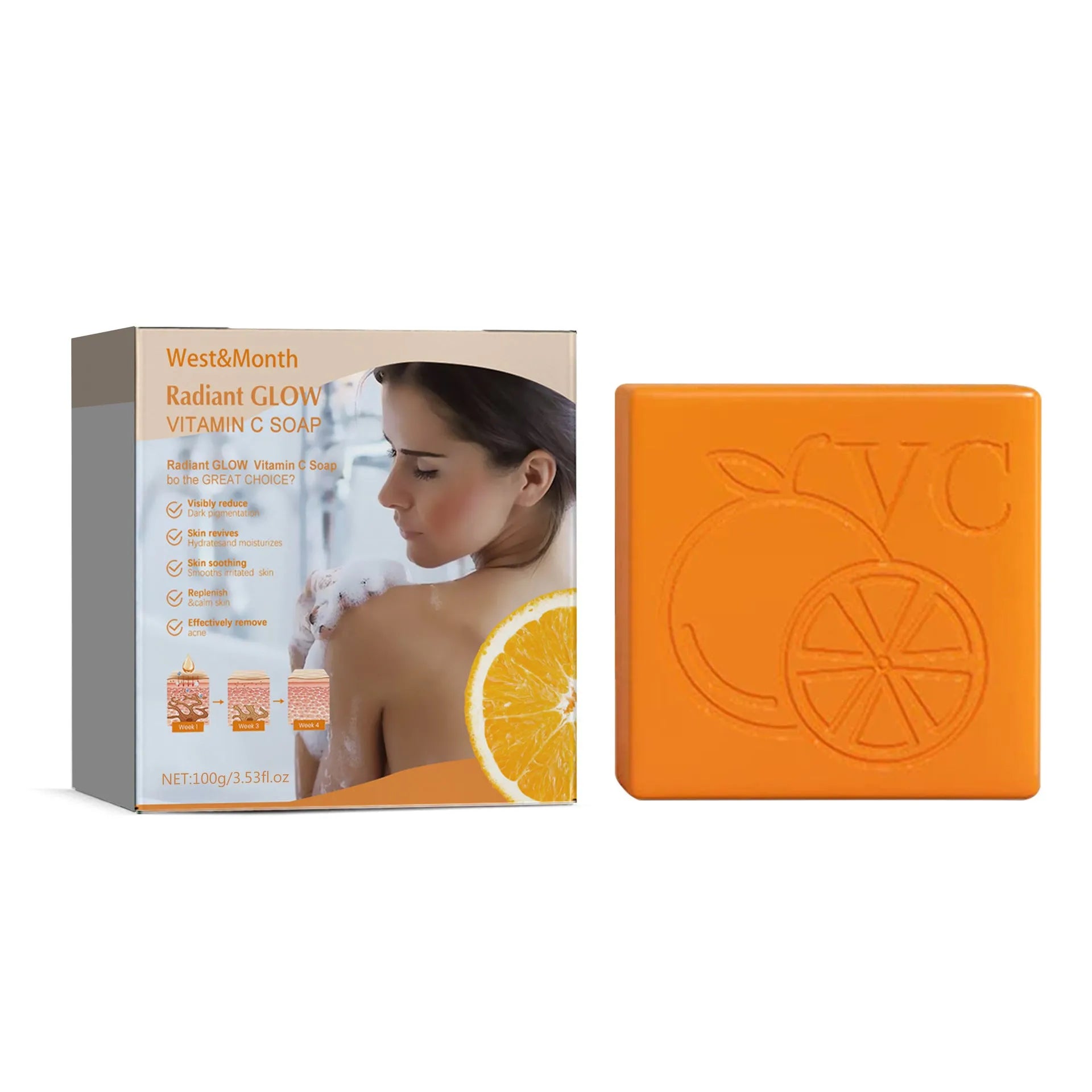 100g white soap bar with kojic acid and vitamin C for body whitening and cleansing