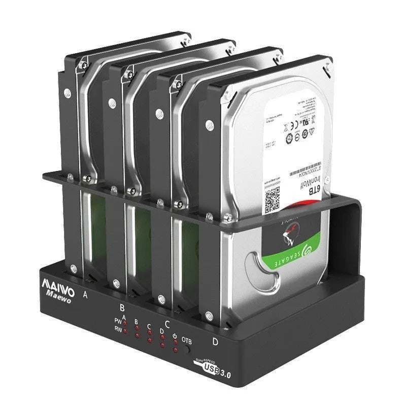 Four-bay 2.5 inch external hard disk docking station with cables and drive brackets