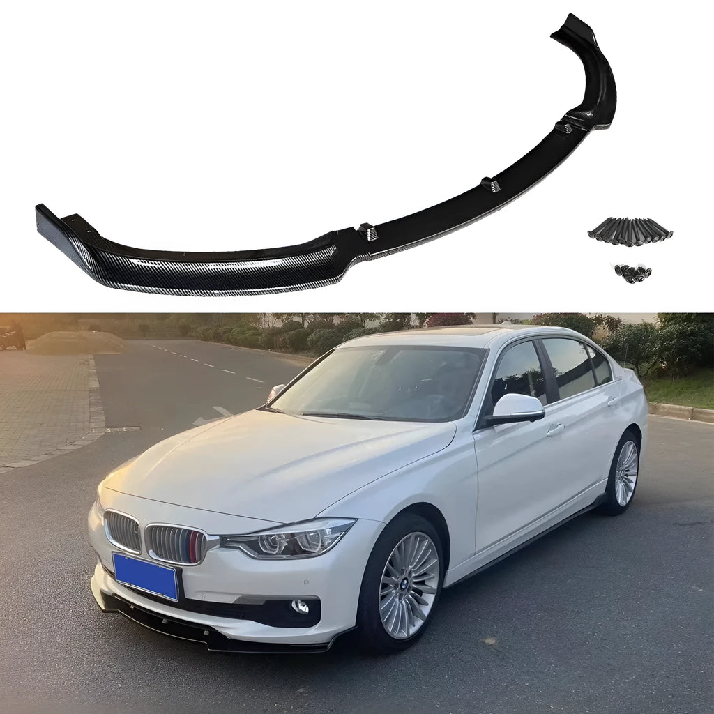 Bright black PP front bumper lip spoiler for BMW F30 F35 3 Series, 96cm long