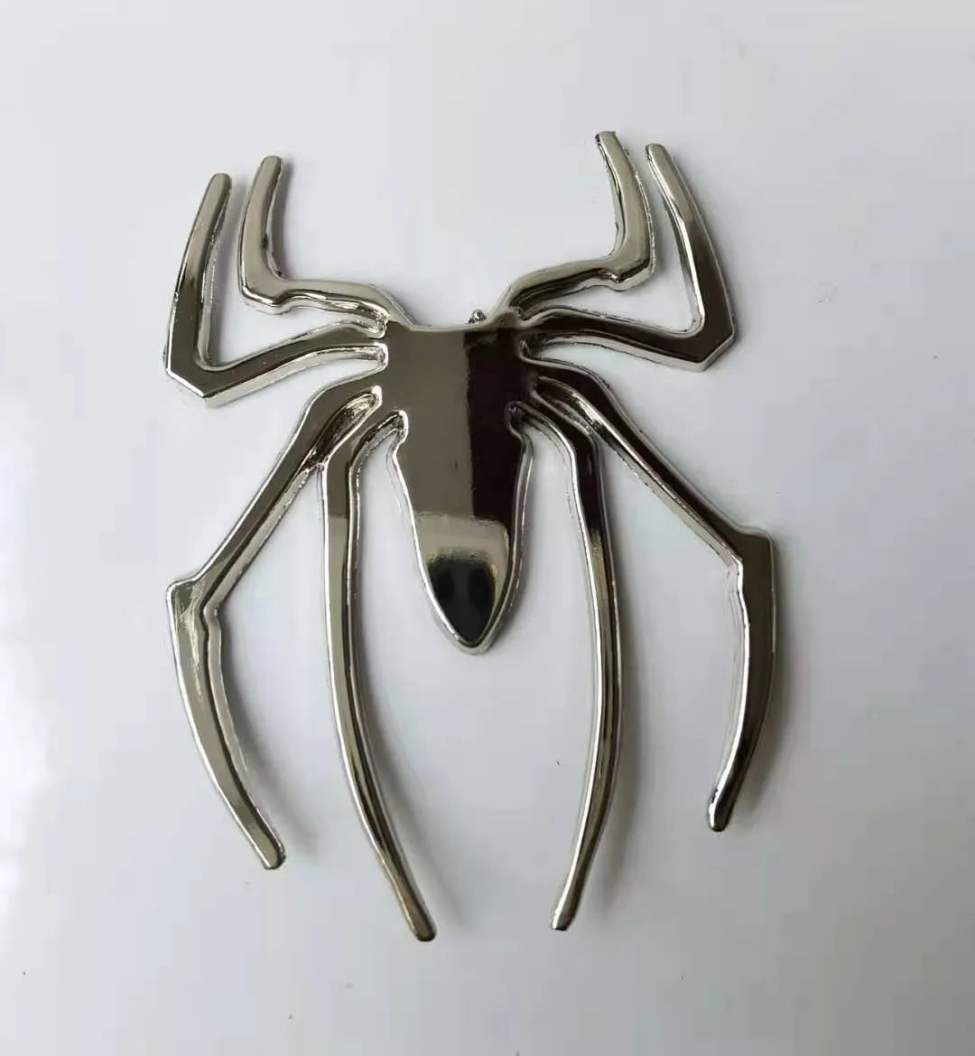 3D metal spider car bumper sticker in zinc alloy measuring 7x5cm