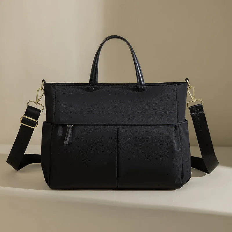 Women's large capacity oxford cloth briefcase showing 36cm length and open pocket design