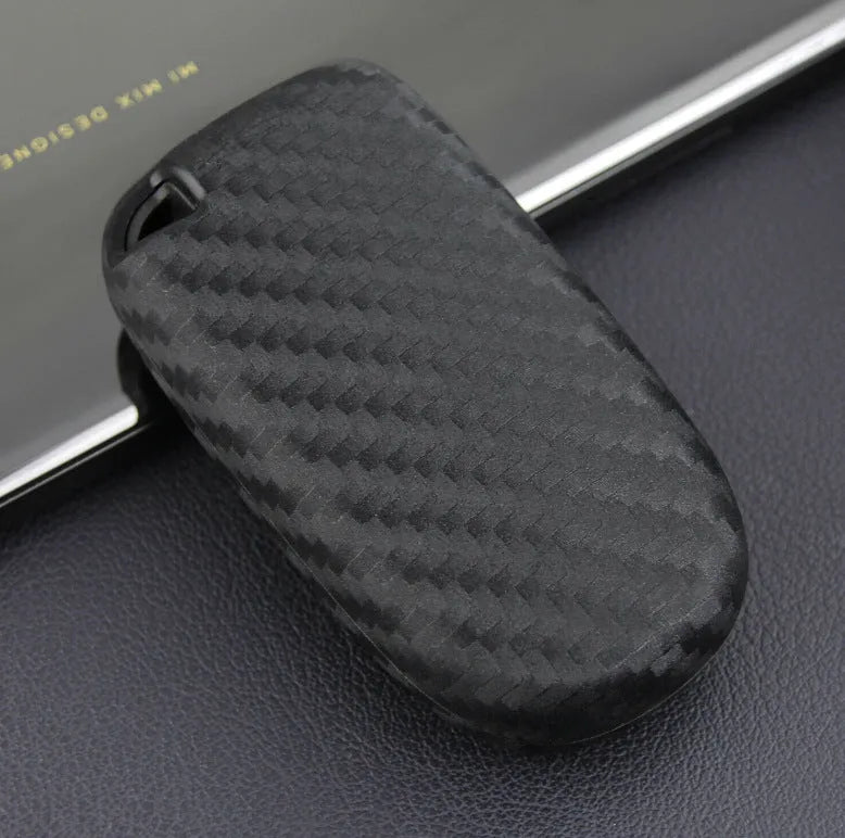 Silicone rubber protective case for Dodge Chrysler Fiat car keys with carbon fibre pattern.