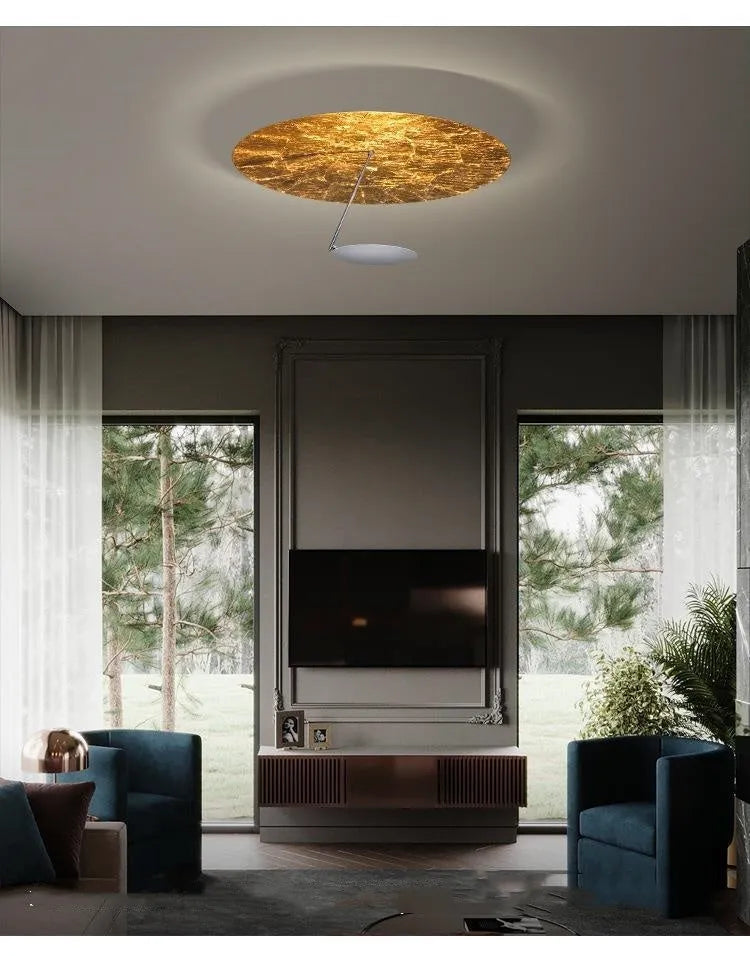 50cm iron ceiling lamp with LED warm light in all white or white gold finish