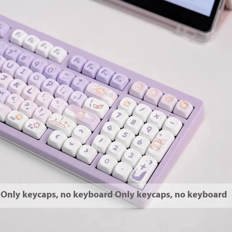 Gradient purple rabbit design PBT keycap set for mechanical keyboard customisation