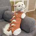 Adjustable lace-up cat sterilisation recovery clothing in polyester fabric showing size and colour options