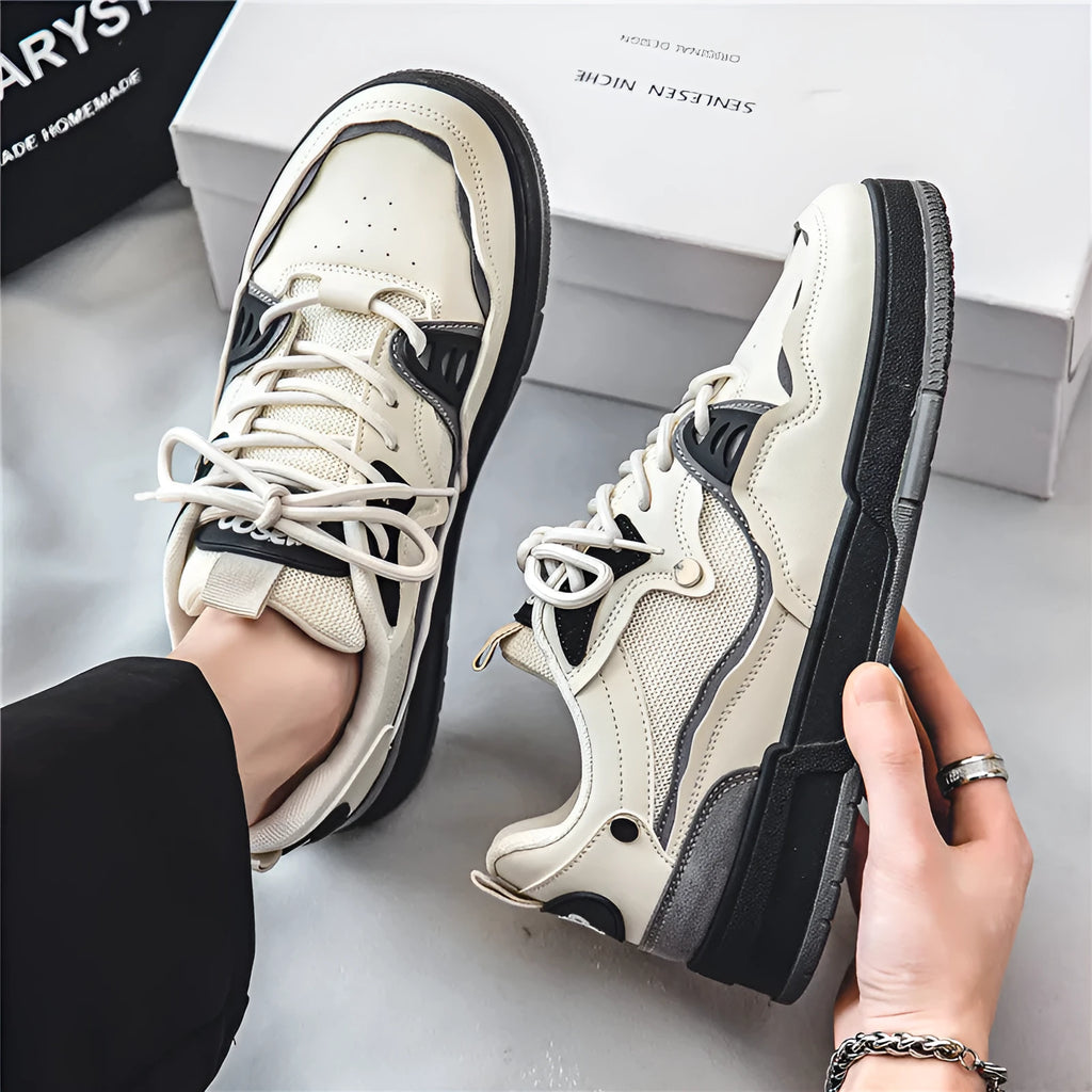 Men's low-top mesh board shoes flat heel casual breathable rubber sole stitching sizes 39-44