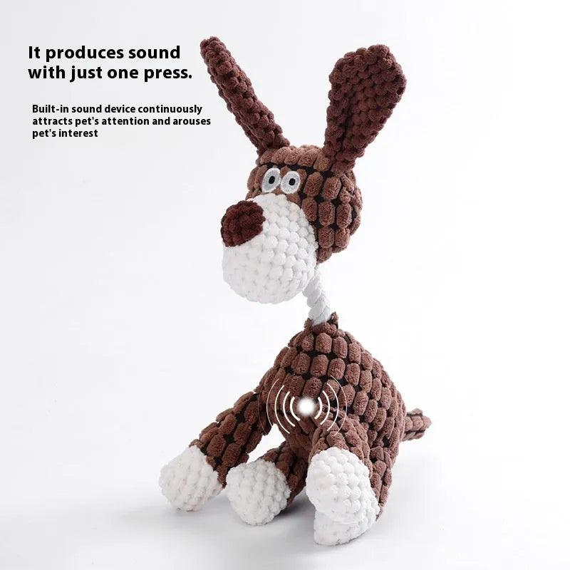 Plush pet chew toy in donkey, duck or elephant style for puppy teething relief