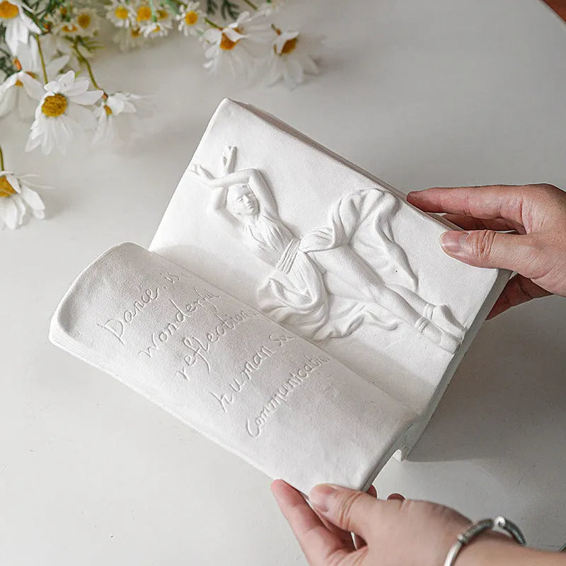 Creative ceramic book stand with glazed finish used for desktop storage and office decoration
