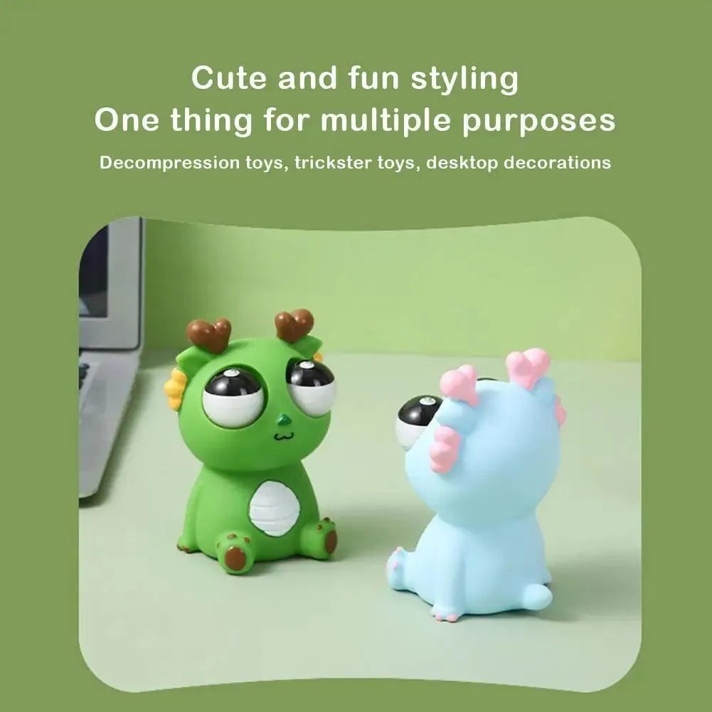 Eyeball Burst Squeeze Toy in blue colour with cute staring dragon design