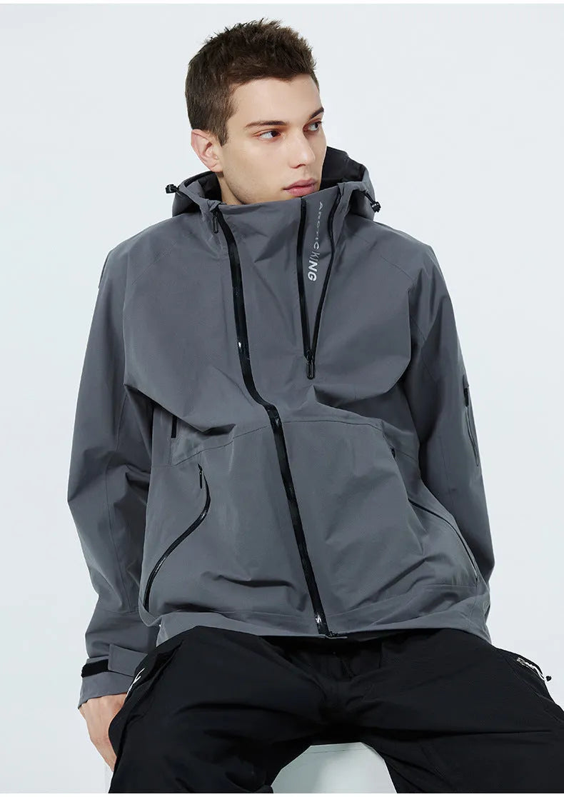 Unisex ski suit in yellow, black, or grey with windproof waterproof construction for snow sports