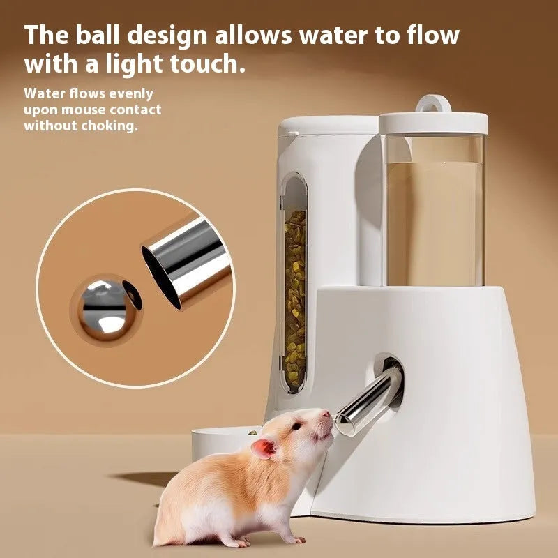 White automatic drinking water feeder and food basin for Djungarian hamsters