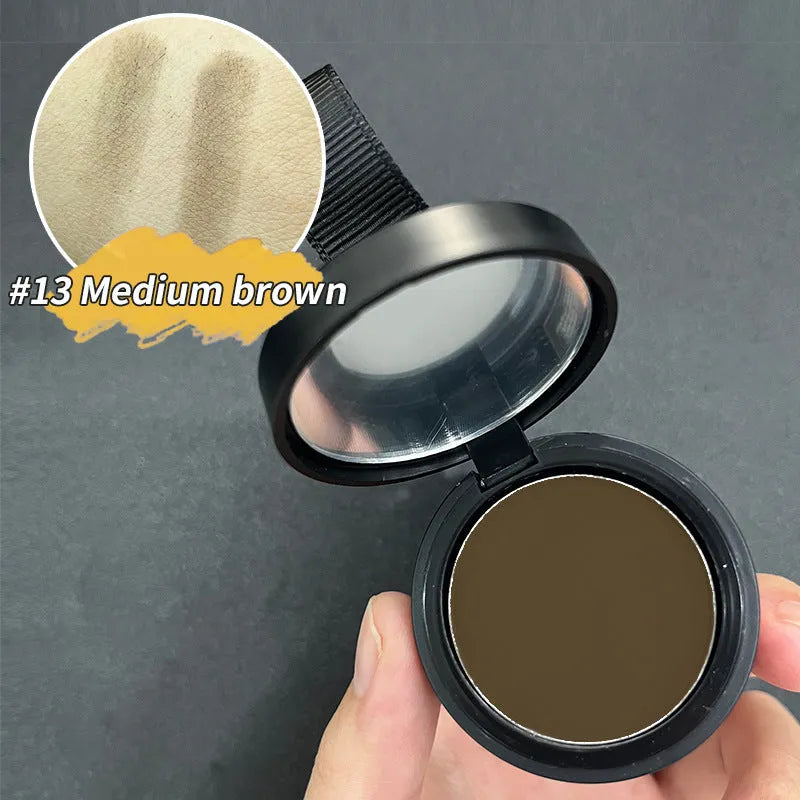 Hairline powder container showing 14 colour shades for shadow repair and skin tone improvement