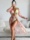 Women's printed bikini swimsuit in quick-dry polyester fabric on a model.