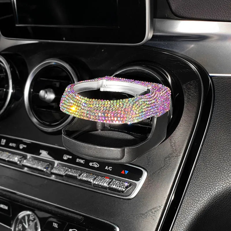 Rhinestone decorated car air vent cup holder bracket in choice of colours