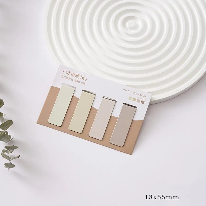 Set of four Morandi colour series magnetic bookmarks with colour block design in soft pastel shades