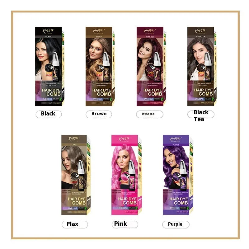 Hair dye bottles in brown, wine red and dark brown colours, 200ml each for home colouring
