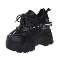 Women's white mesh platform sports shoes with cross-strap design and rubber sole