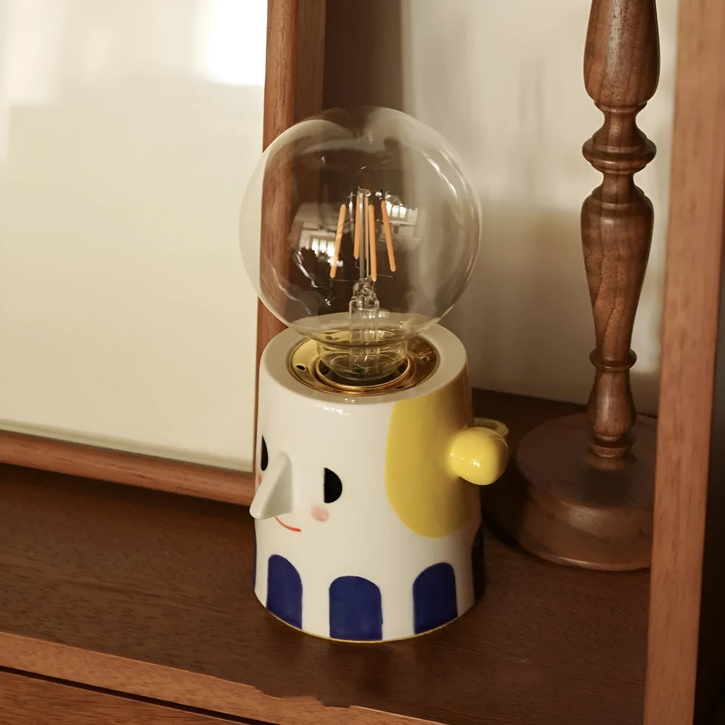 Handmade ceramic bedside lamp with ball headlight shade creative decoration