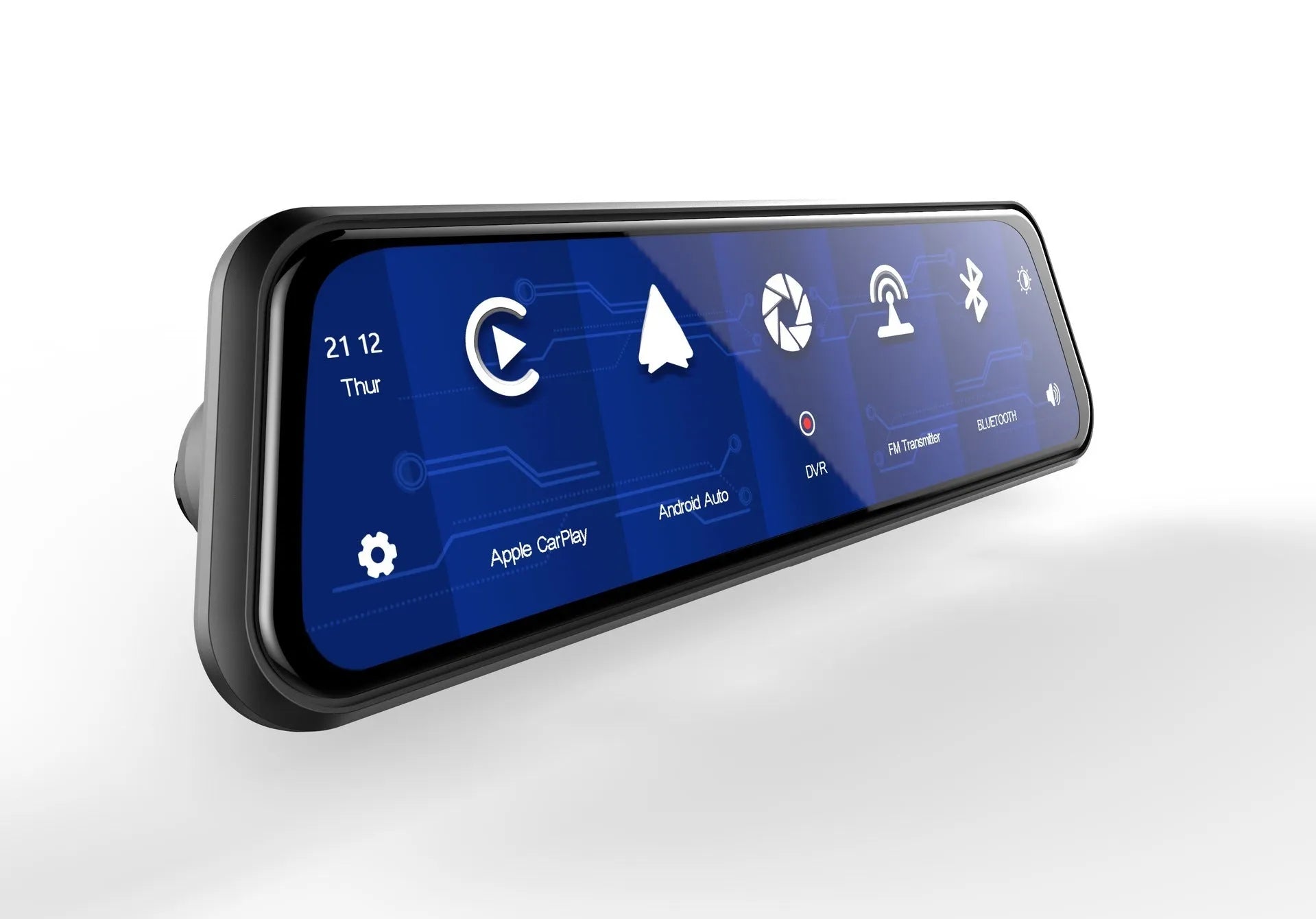 9.66 inch touch screen dual-lens driving recorder for car rearview mirror mounting in black colour