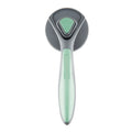 Self-cleaning slicker brush for cats and dogs with one-click button in grey, green, or pink colours