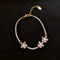 Gold geometric women's copper bracelet with quadrilateral zircon inlaid design