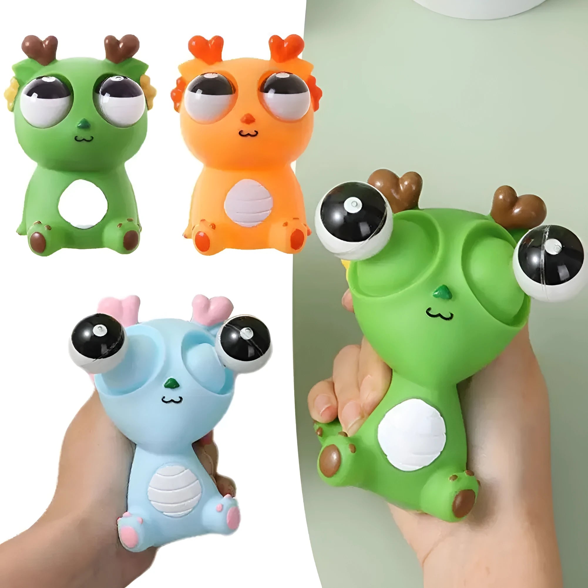 Eyeball Burst Squeeze Toy in blue colour with cute staring dragon design