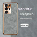 Fashion Eyelet Sheepskin Phone Case for Samsung S22 S23 in Graphite Black with eyelet detail