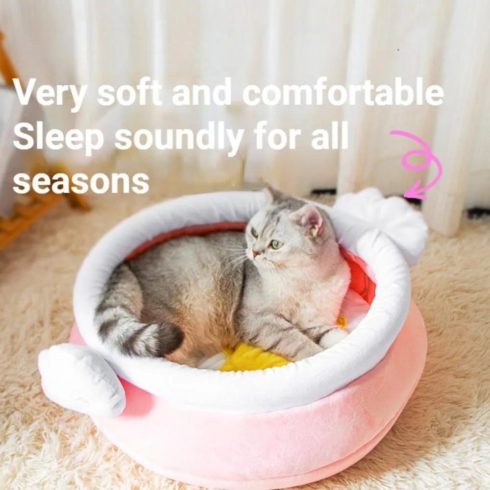 Honey pot shaped cat sofa bed in soft fabric with removable nest pad for small pets