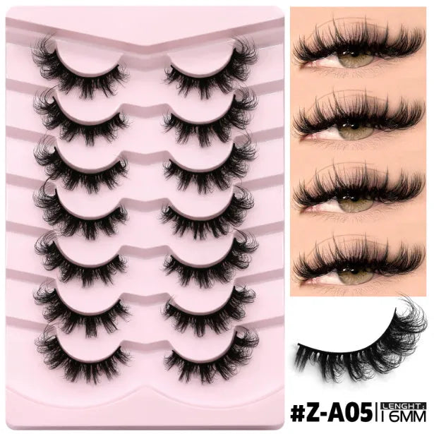 Box of natural false eyelashes with adhesive glue in artificial fibre construction
