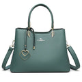Women's messenger bag in PU leather with multi-layer shoulder strap and sewing thread detailing